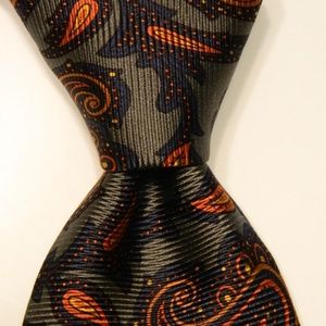 BREUER Ben Silver Men's Silk Necktie PAISLEY Green